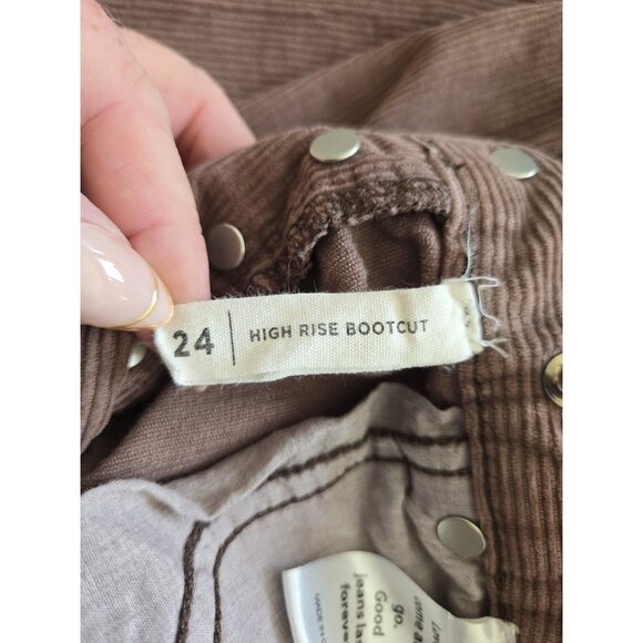 PacSun High Rise Bootcut Corduroy Pants Women's 24x32 Brown Button Fly - Picture 6 of 9